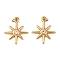 304 Stainless Steel Pendants, Star, with Rhinestone, Ion Plating(IP), with Jump Ring, Real 18K Gold Plated, 18.5x15.5x2.5mm