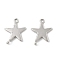 Brass Connector Charms, Cadmium Free & Lead Free, Star, Platinum, 20x16x2mm, Hole: 1.5mm