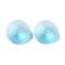 Frosted Glass Rhinestone Cabochons, Faceted, Pointed Back, Flat Round, Aquamarine, 12x5mm