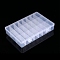 Transparent Plastic Bead Containers, with 24 Compartments, for DIY Art Craft, Nail Diamonds, Bead Storage, Rectangle, White, 19.3x13x3.4cm