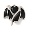 Alloy Enamel Pendants, with Rhinestone, Bat with Wing Charm, Platinum, 21x18x4.5mm, Hole: 1.2mm