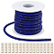 5 Yards Rhinestone Synthetic Rubber Cords, with 20Pcs Column Alloy Shoelace Buckle Connectors, Platinum, Dark Blue, 3.5mm