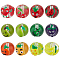 12Pcs 12 Colors Transparent Glass Beads, Hand Drawn Beads, Fruit, Mixed Shapes, 11~12x13.5~14x12~12.5mm, Hole: 1.6~1.8mm, 1pc/color
