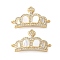 Brass Micro Pave Cubic Zirconia Crown Connector Charms, with Natural Shell, Rack Plating, Lasting Plated, Cadmium Free & Lead Free, Real 18K Gold Plated, 17.5x29x2.5mm, Hole: 1.2mm