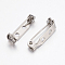 Iron Pin Brooch Back Bar Findings, Platinum, 21.5x5x5.5mm, Hole: 2mm, Pin: 0.6mm