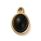 Natural Obsidian Pendants, 304 Stainless Steel Oval Charms, Golden, 15.5x10x5.5mm, Hole: 1.6mm
