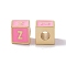 Rack Plating Brass Enamel Beads, Cadmium Free & Nickel Free & Lead Free, Real 18K Gold Plated, Cube with Letter, Pearl Pink, Letter.Z, 6x6x6mm, Hole: 2.5mm