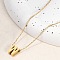 Ion Plating(IP) 304 Stainless Steel Pendant Necklaces, Real 18K Gold Plated, Letter, Letter W, 15.94 inch(40.5cm)~16.14 inch(41cm)+54mm extender, Letters: 10x9x4mm.