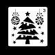クリスマス テーマ プラスチック ドローイング ペインティング ステンシル テンプレート  正方形  ホワイト  クリスマスツリー模様  13x13cm SCRA-PW0007-81C-1