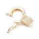 Brass Micro Pave Clear Cubic Zirconia Twister Clasps ZIRC-L097-021G-3