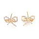 Clear Cubic Zirconia Bowknot Stud Earrings EJEW-N012-54-4