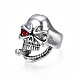 Gothic Punk Skull with Cigarette Alloy Open Cuff Ring with Rhinestone for Men Women RJEW-T009-51AS-2