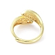 Leaf Shape Rack Plating Brass Micro Pave Cubic Zirconia Adjustable Ring RJEW-F155-01G-3