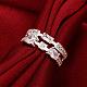 Laiton argenté zircone cubique anneaux de mariage pour les femmes RJEW-BB00719-7-4