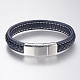 Braided Leather Cord Bracelets BJEW-H561-03G-2