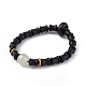 Bracelet extensible en perles de bois d'ébène pour femme BJEW-H566-11C-1