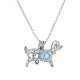Halskette mit Hundekäfig-Anhänger aus Legierung mit synthetischem Leuchtstein LUMI-PW0001-012P-A-3