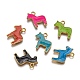 合金エナメル動物の馬のペンダント  ゴールデンの金属色  ミックスカラー  19x17x2mm  穴：1mm X-ENAM-M004-G-1
