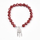 Bracelets en perles de jaspe rouge naturel avec breloque BJEW-O162-D07-1