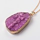 Natural Drusy Agate Pendant Necklaces NJEW-JN01120-3