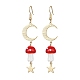 4 Pairs 4 Colors Mushroom Lampwork Dangle Earrings EJEW-TA00306-4