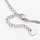 Valentine's Gift 304 Stainless Steel Chain Rose and Heart Charm Bracelets BJEW-L406-05-3