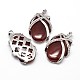 Oval Platinum Plated Brass Natural Red Agate Pendants G-F228-34H-RS-2