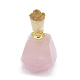 Pendentifs de bouteille de parfum à quartz rose naturel facetté G-E556-11F-2