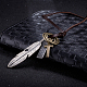 Регулируемые ретро сплав цинка подвеска и кожаный шнур Lariat ожерелья для мужчин NJEW-BB15987-B-3