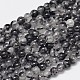 Rondes naturelles noir rutile perles de quartz brins G-K068-21-4mm-1