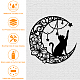 鉄の壁の芸術の装飾  フロントポーチ用  リビングルーム  キッチン  電気泳動黒  ムーン  猫の模様  300x1mm HJEW-WH0067-013-4