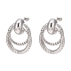 304 Stainless Steel Double Ring Dangle Stud Earrings EJEW-D095-18P-1