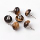 Half Round Dome Natural Tiger Eye Stud Earrings EJEW-L171-01-2