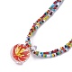 Lampwork Pendants Necklaces and Cowhide Leather Cord Necklaces Set NJEW-JN02317-M-4
