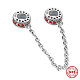 925 Sterling Silver Enamel European Beads & Safety Chains STER-S001-SA010-1