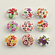 2-Hole Flower Pattern Printed Wooden Buttons BUTT-R031-056-1