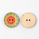 Flat Round with Flower 2-Hole Wooden Buttons BUTT-K002-32L-03M-2