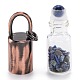 ガラスローラーボトル  天然ラピスラズリローラーボールとチップ付き  エッセンシャルオイルの香水瓶  赤銅真鍮のボトルキャップ  62.5x16mm  穴：10x14mm  丸カン：8x1ミリ G-F701-01B-2