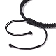 ナイロン糸編みビーズ調節可能なブレスレット  合金エナメルハート付き  女性のための  ブラック  内径：2-3/8~4-1/8インチ（6.1~10.6cm） BJEW-JB09768-01-4