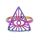 Chapado en iones (ip) 304 triángulo de acero inoxidable con anillo ajustable con ojo de caballo para mujer RJEW-M149-10RC-1