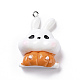 ハロウィン不透明樹脂ペンダント  かぼちゃウサギのチャーム  プラチナトーンの鉄ループ付き  ホワイト  36.5x25.5x12mm  穴：2mm RESI-D063-07A-1