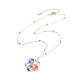 Glass Beaded Flower Pendant Necklace with Satellite Chain NJEW-JN03842-5