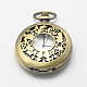 Cabezas vendimia huecos planos redondos de aleación de zinc reloj de cuarzo reloj de bolsillo para el collar del colgante WACH-R005-01-1