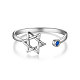 TINYSAND 925 Sterling Silver Hexagram Shape Cuff Rings TS-R270-S-3