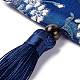 ブロケードサシェバッグ  巾着花柄刺繡バッグ  タッセル付きの長方形  ブルー  42cm  バッグ：12.5x8.8x0.2センチメートル  ビーズ：0.8~0.9のCM  タッセル：12.5x1cm ABAG-H108-03D-5