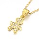 Human/Boy Real 18K Gold Plated Plated Alloy Micro Pave Cubic Zirconia Pendant Necklaces NJEW-H416-03G-2