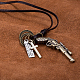 Adjustable Men's Zinc Alloy Pendant and Leather Cord Lariat Necklaces NJEW-BB16008-B-7