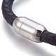 Pulseras de cordón trenzado de cuero BJEW-E350-03A-3