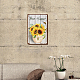 Creatcabin 蜂 ハッピーメタルブリキサイン ひまわりの花の花瓶 金属壁装飾アートポスター ヴィンテージ アイアンペインティング レトロプラーク 家庭用 寝室 リビングルーム 庭 庭 屋内 屋外 12 x 8インチ AJEW-WH0157-535-5
