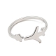304 Stainless Steel Star & Airplane Open Cuff Ring for Women RJEW-M149-12P-1